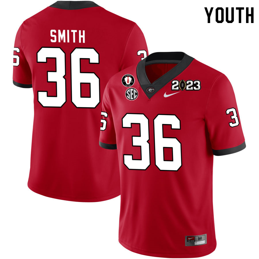 Youth #36 Colby Smith Georgia Bulldogs 2022-23 CTP National Championship Football Jerseys - Click Image to Close